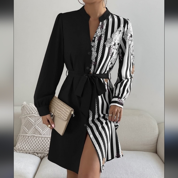 tojimari Dresses & Skirts - Chic Monochrome Long Sleeve Dress
